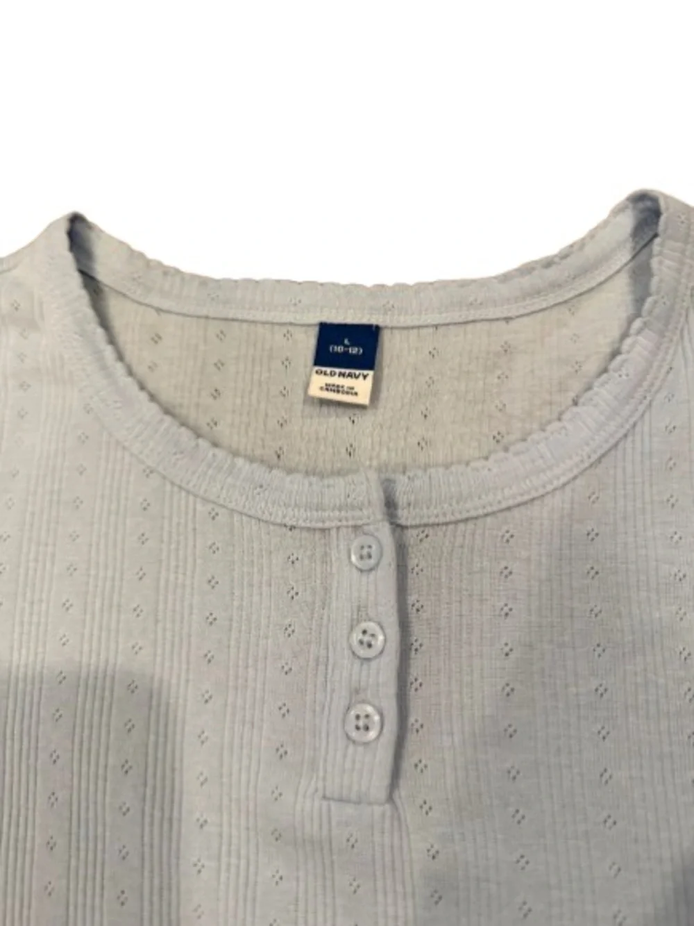 Old Navy Girls Light Blue Short Sleeve Henley Tee with Button Details Size Large